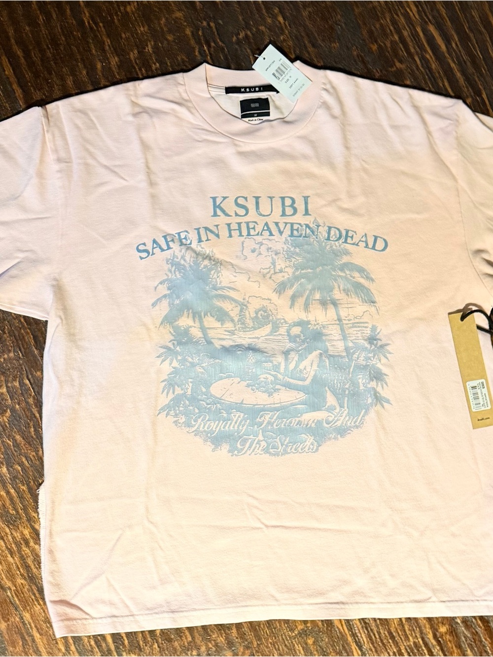 KSUBI Mens Pink Graphic Tee - "Safe in Heaven Dead"